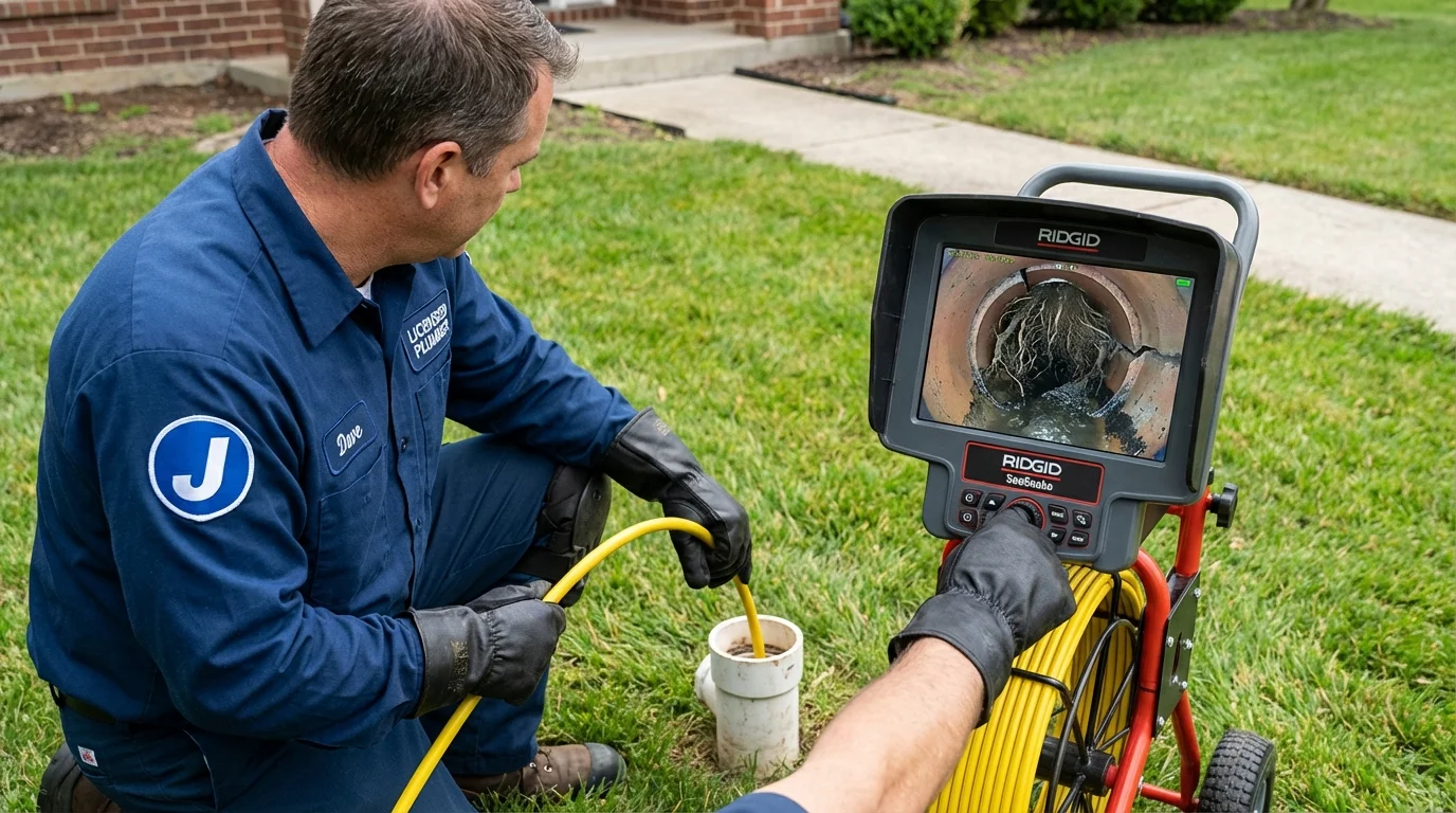 Sewer camera inspection being performed by Johns Plumbing LLC in Needville