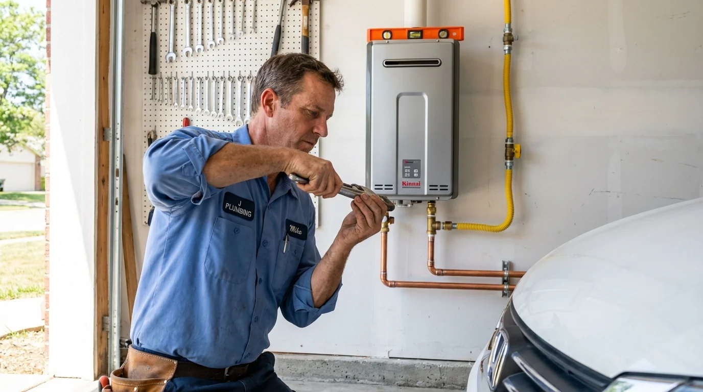 Tankless water heater installation by a Johns Plumbing LLC plumber in Needville